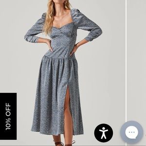ASTR PUFF SLEEVE SWEETHEART NECK MIDI DRESS